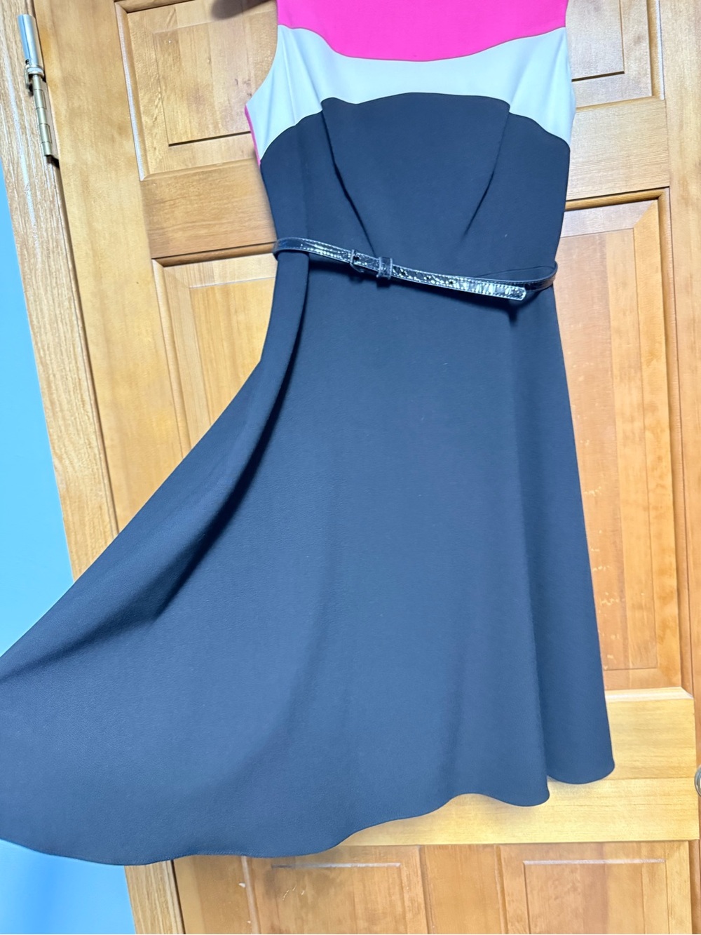 Calvin Klein Black Pink White Fit and Flare Dress Size 4 Work Cocktail Y2K - Picture 5 of 9